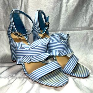 Gianni blue and white striped heels